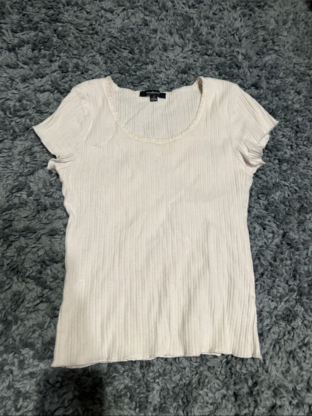 Ambiance Cream Ribbed Short Sleeve Top